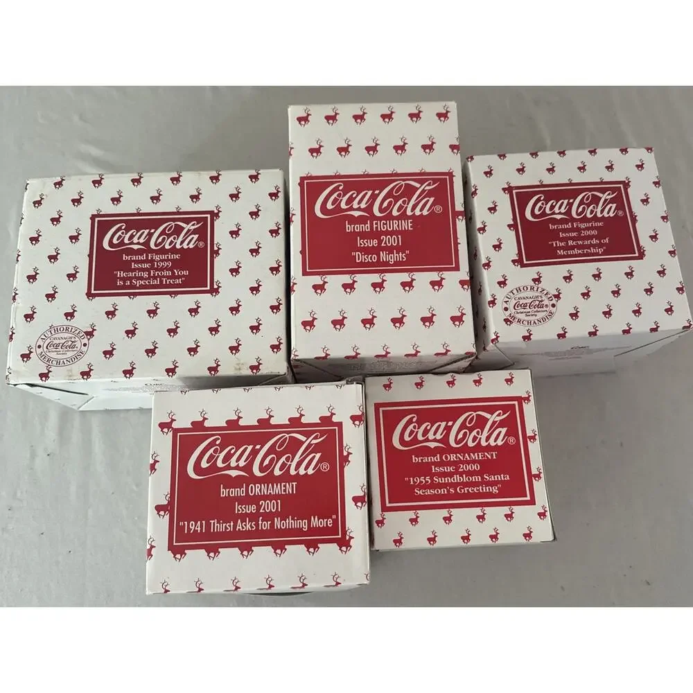 VTG Coke Coca Cola Cavanaghs Figurines Ornaments Member Only Lot Of 5 YR 99-01